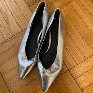 Marc Fisher Shiny Silver Flats